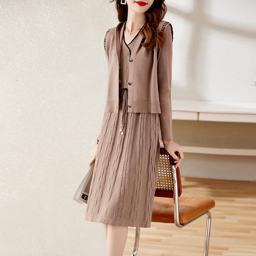 气质百搭时尚显瘦遮肉淑女风两件套毛衫连衣裙HR-YBER2299 商品图5