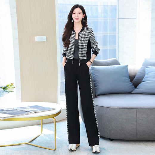 HR WY88069运动套装气质时尚格子休闲两件套 商品图2