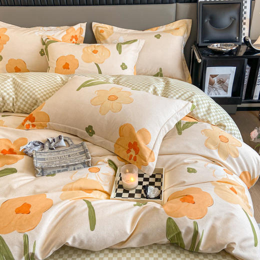 园园亲选南通家纺顶柔阳光暖绒四件套！原棉磨毛面料舒适贴肤不易掉色 商品图0