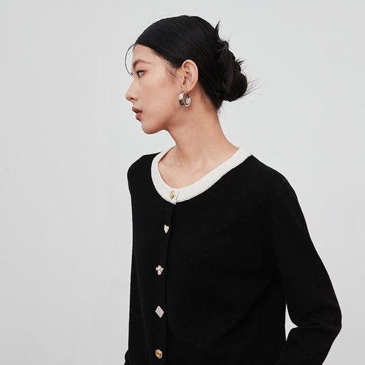 RN-H6140 时尚名媛气质小香风撞色针织开衫外套 商品图3