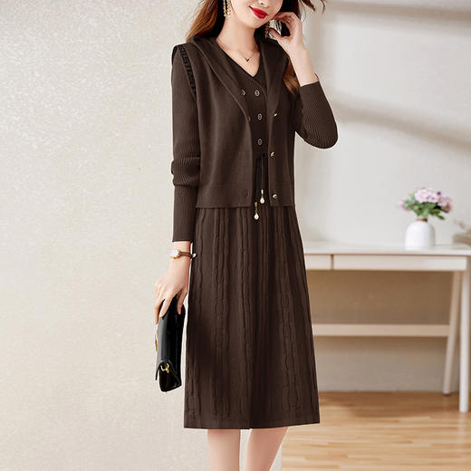 气质百搭时尚显瘦遮肉淑女风两件套毛衫连衣裙HR-YBER2299 商品图9