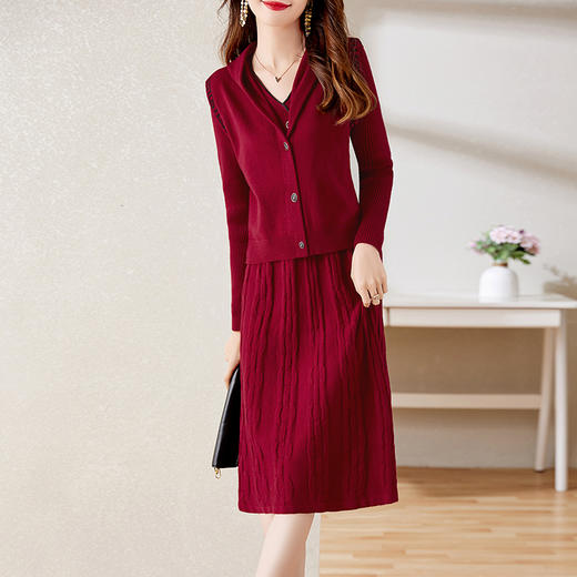 气质百搭时尚显瘦遮肉淑女风两件套毛衫连衣裙HR-YBER2299 商品图7