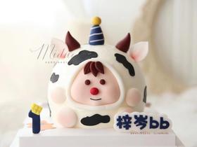 立体蛋糕 可爱立体小牛 男孩造型 派对 周岁 百天 生肖蛋糕