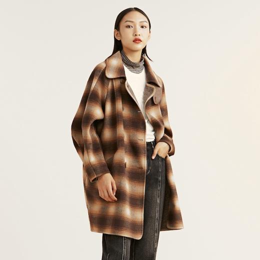 谜底2022冬款复古时尚文艺格纹中长款羊毛呢大衣外套女229MD6197 商品图1