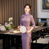 气质洋气真丝提花优雅淑女风阔太太旗袍裙TY-紫薇 商品缩略图2