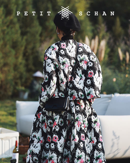 PETIT SCHAN小闪 CLO#127 full-blown flowers 莫奈花园 意大利进口提花面料设计款外套/伞裙 商品图4