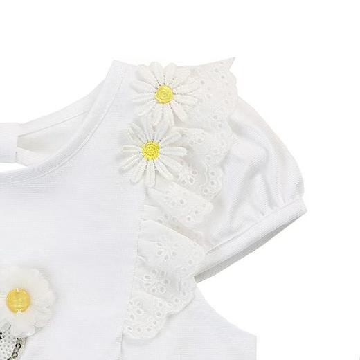 非质量问题不退换哦~Franch cat 白色雏菊小猫短袖 商品图2