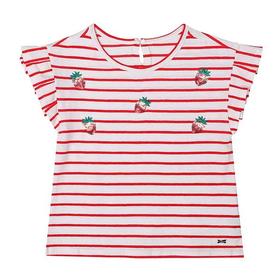 非质量问题不退换哦~Franch cat 条纹亮片草莓T恤