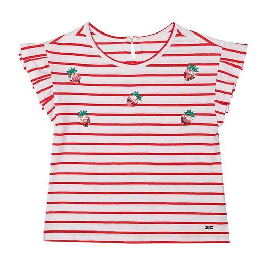 非质量问题不退换哦~Franch cat 条纹亮片草莓T恤 商品图0