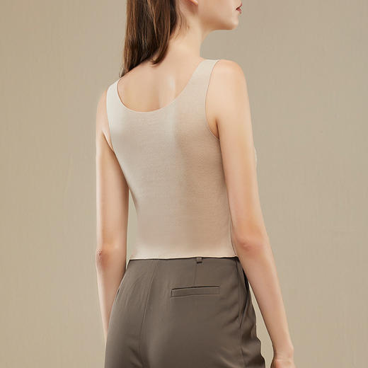 德绒保暖背心，蓄丝V领打底上衣免穿文胸带胸垫内衣 TS828 商品图3