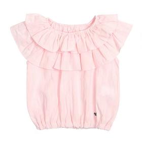 非质量问题不退换哦~Franch cat 粉色荷叶边短袖上衣