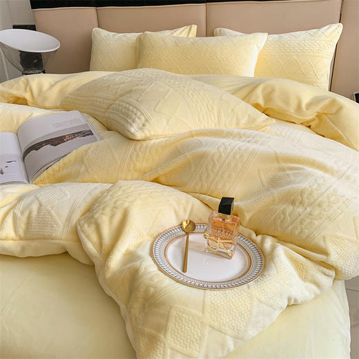 园园亲选南通家纺顶柔一颗糖浮雕绒四件套！细腻温柔舒爽不静电格调满满 商品图0