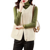 休闲仿羊羔绒马甲文艺宽松口袋撞色马甲显瘦外套HR-22Q33 商品缩略图5
