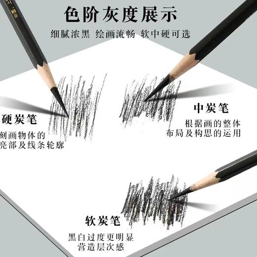 中华碳画铅笔112炭笔素描速写涂鸦绘画绘图碳笔软中硬美术专用碳化铅笔1支 商品图1