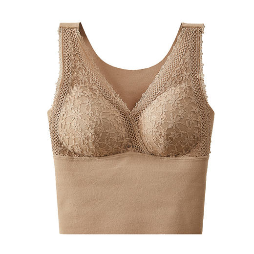 德绒保暖背心，蓄丝V领打底上衣免穿文胸带胸垫内衣 TS828 商品图4