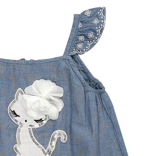 非质量问题不退换哦~Franch cat 小猫牛仔吊带裙 商品图1