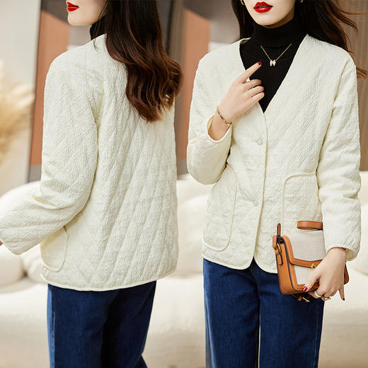 冬季纯色，长袖单件V领单排扣常规直筒型HR-AMS2274 商品图1