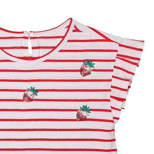 非质量问题不退换哦~Franch cat 条纹亮片草莓T恤 商品图1