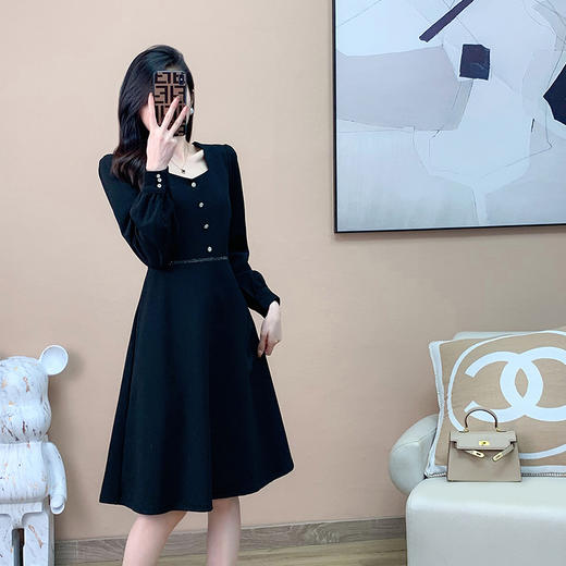 奢姿2024春季新款胖妹妹气质方领裙子大码女装肥mm宽松连衣裙5213801595 商品图0
