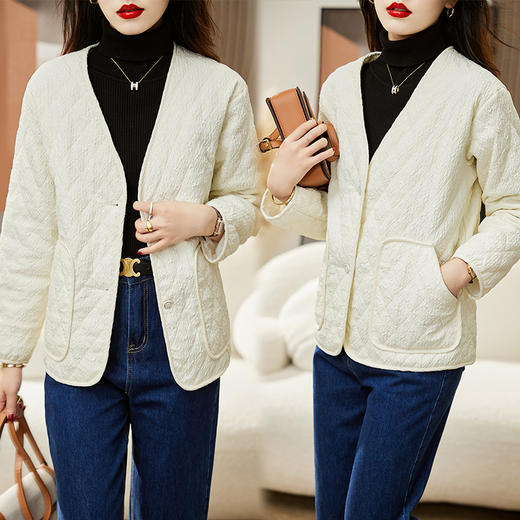 冬季纯色，长袖单件V领单排扣常规直筒型HR-AMS2274 商品图0