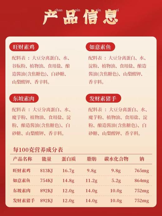 【鸿运旺财】 齐善佛家贡斋菜素鱼素鸡素猪手东坡素肉食品 商品图4