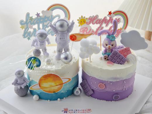 卡通主题款 宇航员 星黛露 双胞胎 周岁 男孩女孩造型蛋糕 商品图0