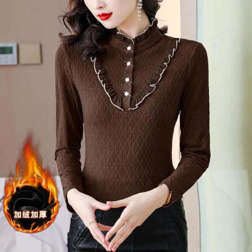 秋冬新款，半高领木耳边小衫加绒加厚打底衫 TYL210 商品图1
