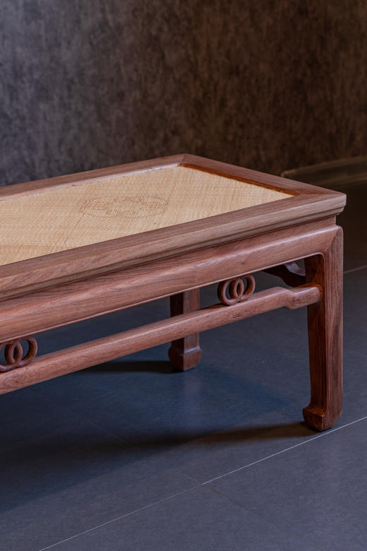 红桥红  家具严选  缅甸花梨（大果紫檀）【128双环马蹄腿床尾凳】 商品图4