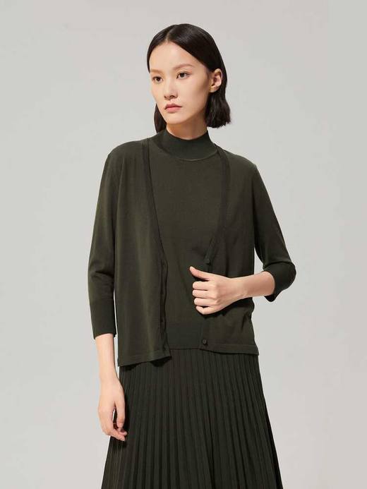 OVV 2022秋冬新款女装简约七分袖针织羊毛开衫 商品图2