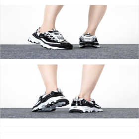 Skechers斯凯奇官方 十周年钻石纪念版熊猫鞋 缓震运动休闲鞋 增高透气老爹鞋女 12241/BKW