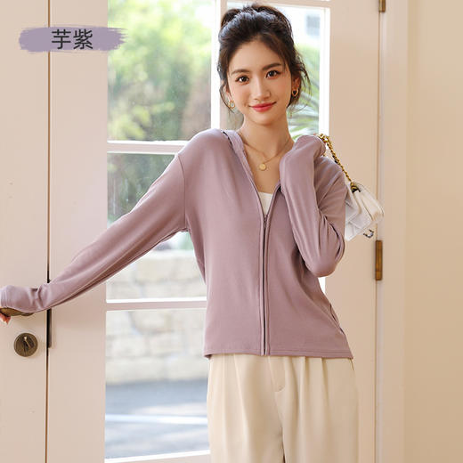 加绒拉链卫衣秋冬长袖连帽休闲开衫黑色上衣纯色螺纹修身短款外套 商品图8