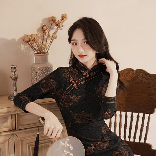 复古修身大码日常连衣裙旗袍XL-911 商品图1