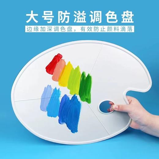 颜料调色盘美术用品画画调色板大号椭圆形水粉丙烯油画调色器塑料款易清洗三线调色盘美术生专用1个 商品图0