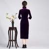 新款真丝绒连衣裙，秋季大码女装名媛气质妈妈改良旗袍婚宴礼服LHS-SR5 商品缩略图3