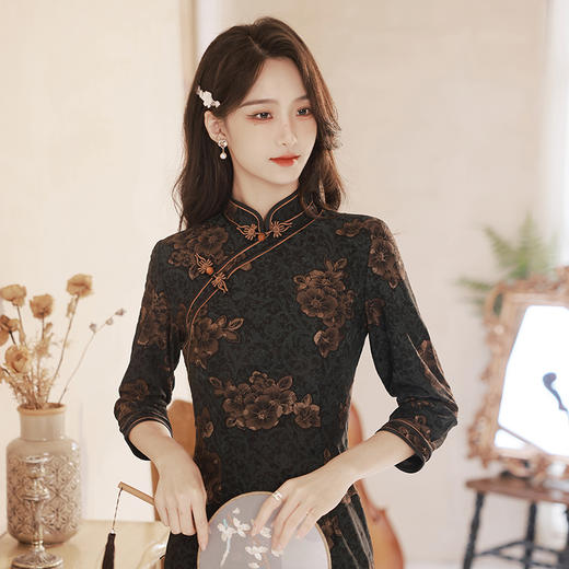 复古修身大码日常连衣裙旗袍XL-911 商品图2