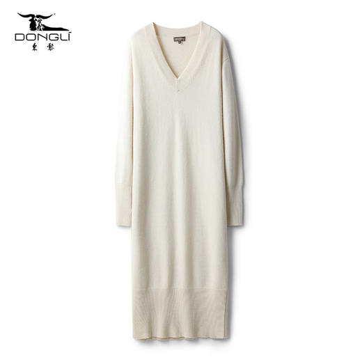 东黎 • 小山羊绒女士秋冬V领宽松气质打底连衣裙 21D12 商品图7