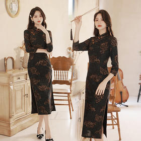 复古修身大码日常连衣裙旗袍XL-911