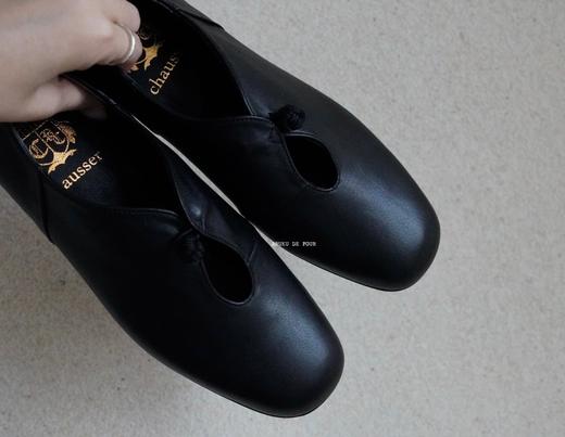 （6折不退不换）Chausser黑色皮手工鞋 商品图2