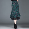 优雅复古，印花鱼尾拼接蕾丝包臀裙MYX-21620 商品缩略图3
