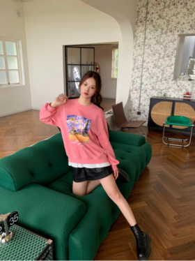 JAMOR加末商场同款时尚假两件针织棉卫衣