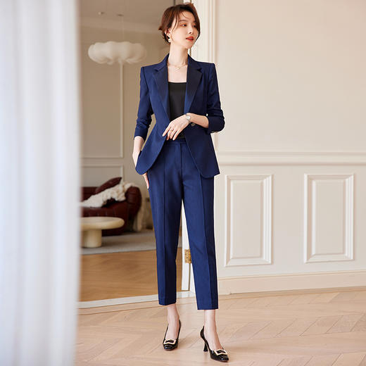 藏青色西装套装女秋冬高端气质职业装西服外套酒店经理正装工作服 商品图0