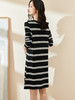 剩M/L 米思阳2024秋季新款休闲时尚条纹中长款T裙宽松九分袖连衣裙0534 商品缩略图3