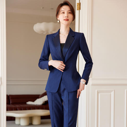 藏青色西装套装女秋冬高端气质职业装西服外套酒店经理正装工作服 商品图3
