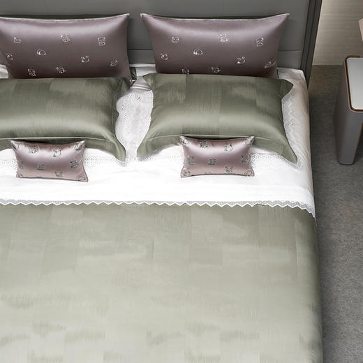 whinny/惠谊 新中式80支全棉新疆长绒棉独幅提花四件套 新竹墩墩 商品图3