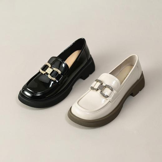 ZHR2022年春秋新款英伦风镜面厚底一脚蹬乐福鞋时尚休闲粗跟单鞋 商品图8