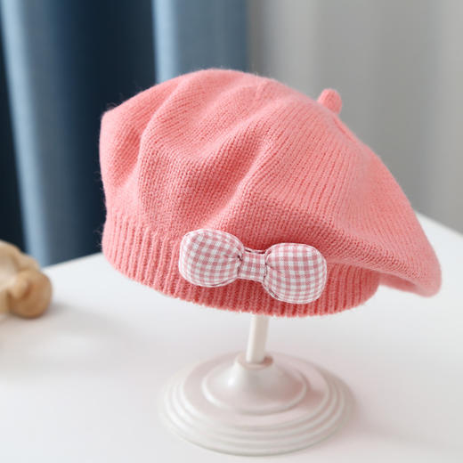 儿童贝雷帽宝宝帽子百搭秋冬季女孩洋气韩版公主针织毛线帽画家帽 商品图8
