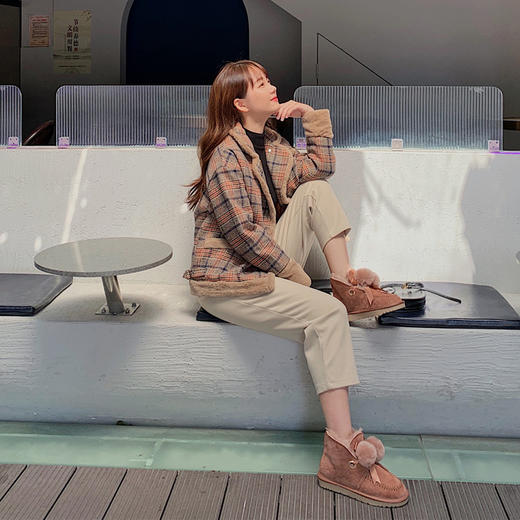 秋冬东北雪地靴女加绒高颜值羊皮毛一体蝴蝶结两穿保暖甜美棉鞋 商品图4