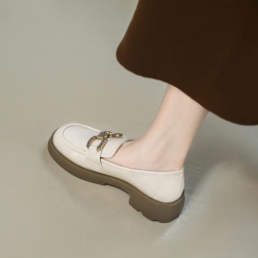 ZHR2022年春秋新款英伦风镜面厚底一脚蹬乐福鞋时尚休闲粗跟单鞋 商品图4