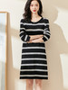 剩M/L 米思阳2024秋季新款休闲时尚条纹中长款T裙宽松九分袖连衣裙0534 商品缩略图2