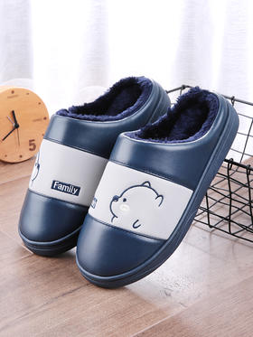 男士棉拖鞋冬天室内毛绒保暖防滑居家居厚底防水皮拖鞋男秋冬季fn14